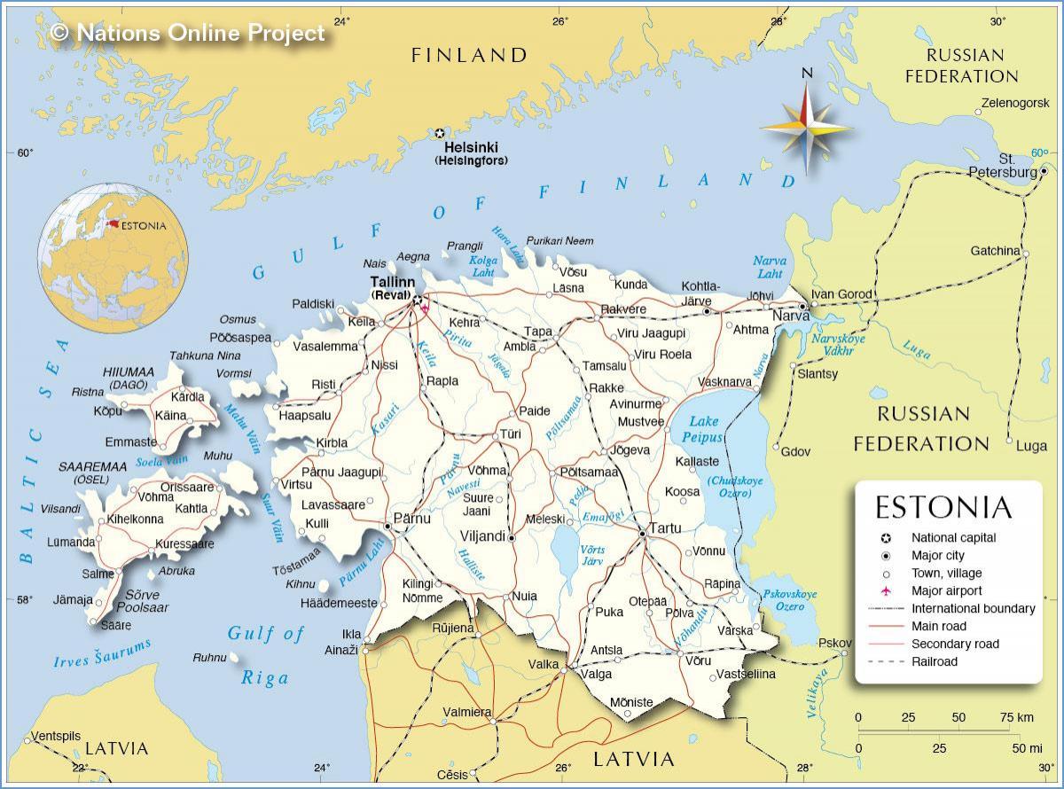 नक्शा एस्टोनिया के देश